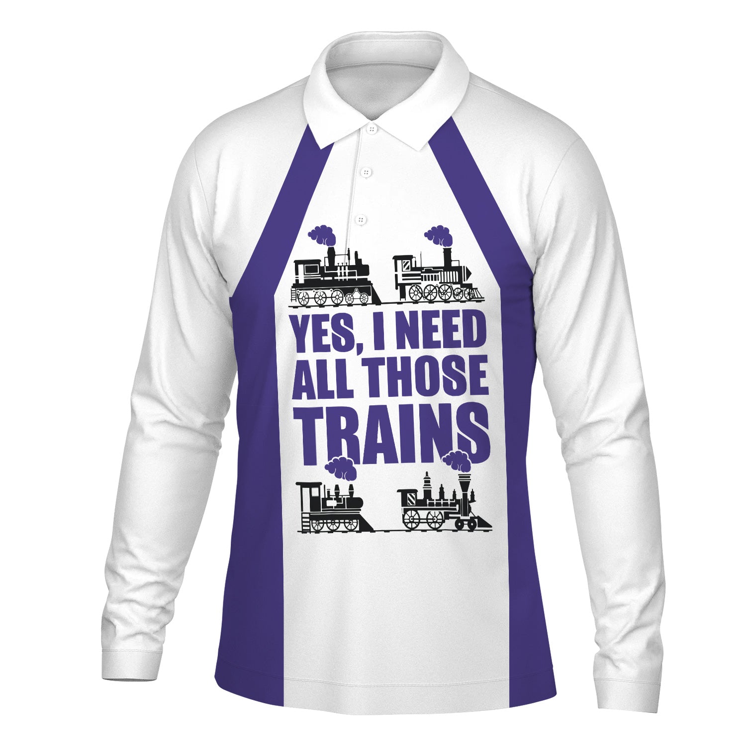 Railspirit Custom Name Southern Pacific Railroad Long Sleeve Polo Shirt Yes I Need All Those Train Printed Shirt