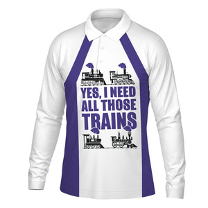 Railspirit Custom Name Southern Pacific Railroad Long Sleeve Polo Shirt Yes I Need All Those Train Printed Shirt