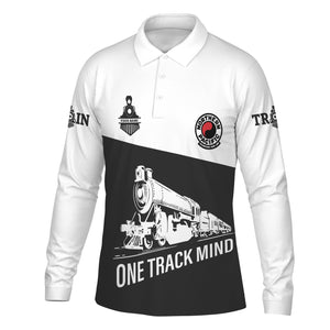 Railspirit Custom Name Northern Pacific Railway Long Sleeve Polo Shirt One Track Mind Printed Shirt