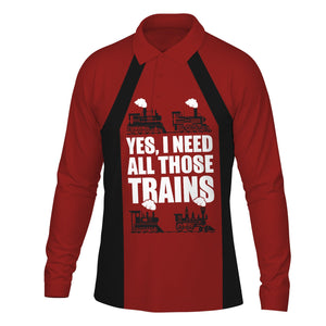 Railspirit Custom Name Great Northern Railway Long Sleeve Polo Shirt Yes I Need All Those Train GNR Printed Shirt