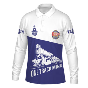 Railspirit Custom Name Chicago, Burlington and Quincy Railroad Long Sleeve Polo Shirt One Track Mind Printed Shirt