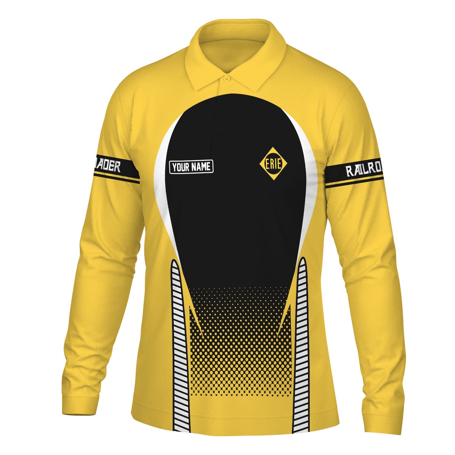 Railspirit Personalized Erie Railroad Long Sleeve Polo Shirt Train Long Sleeve Polo Shirt Gift Idea For Train Lover