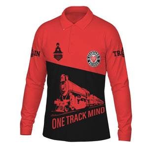 Railspirit Custom Name Seaboard Air Line Railroad Long Sleeve Polo Shirt One Track Mind Printed Shirt