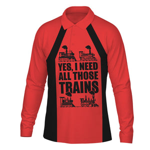 Railspirit Custom Name Seaboard Air Line Railroad Long Sleeve Polo Shirt Yes I Need All Those Train Printed Shirt