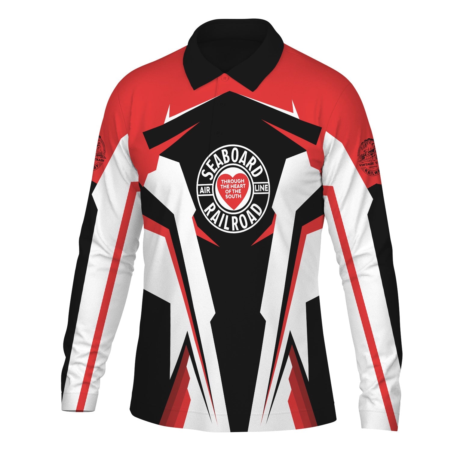 Railspirit Personalized Seaboard Air Line Railroad Long Sleeve Polo Shirt Strong Line Train Long Sleeve Polo Shirt Gift Idea For Train Lover