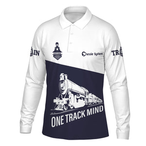 Railspirit Custom Name Chessie System Railroad Long Sleeve Polo Shirt One Track Mind Printed Shirt