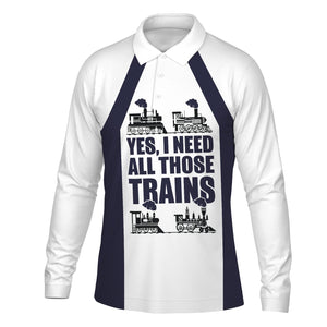 Railspirit Custom Name Chessie System Railroad Long Sleeve Polo Shirt Yes I Need All Those Train Printed Shirt