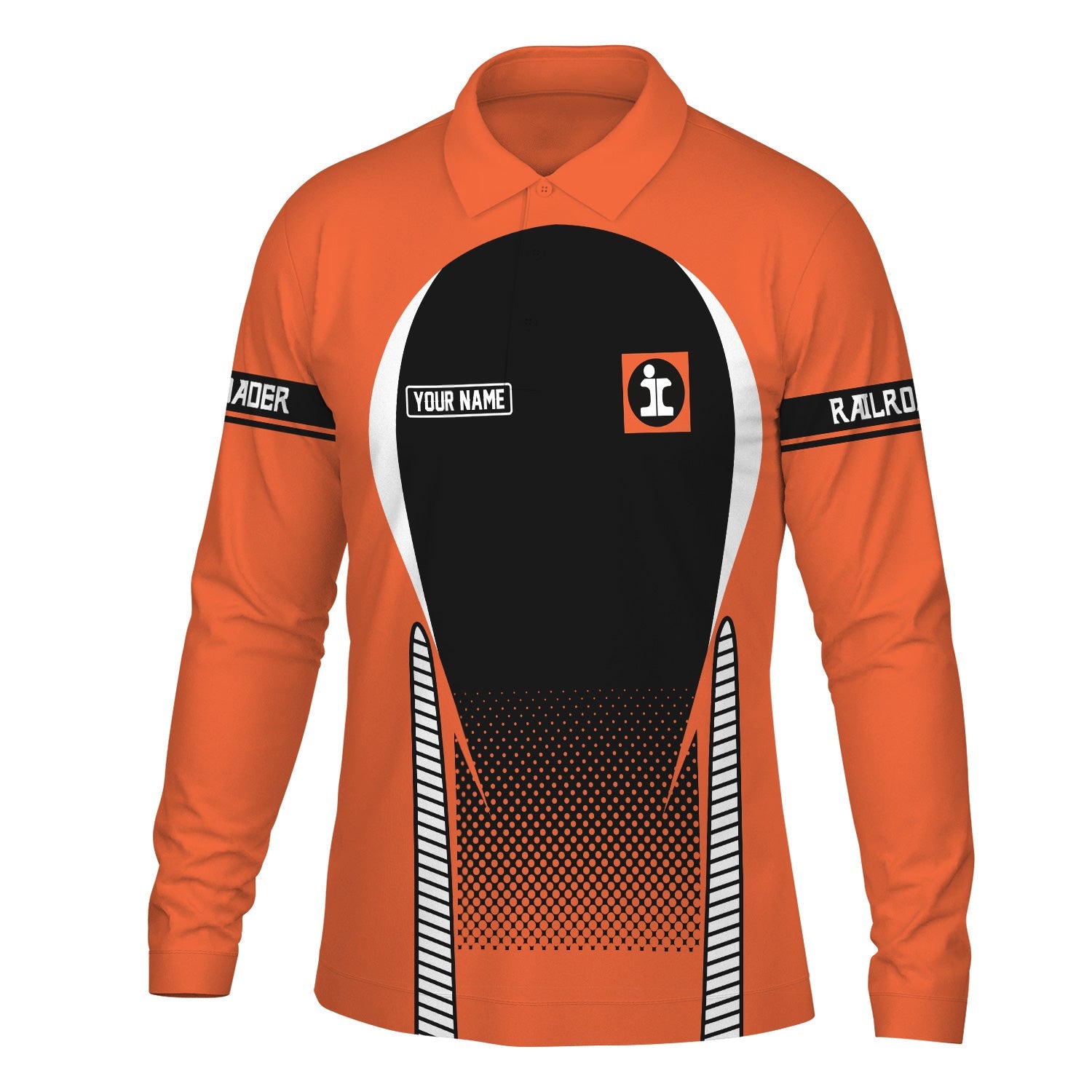 Railspirit Personalized Illinois Central Railroad Long Sleeve Polo Shirt Train Long Sleeve Polo Shirt Gift Idea For Train Lover