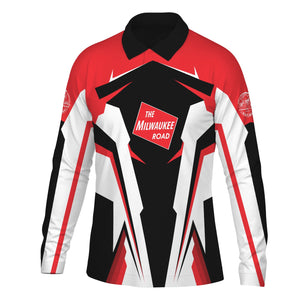 Railspirit Personalized Chicago, Milwaukee, St. Paul and Pacific Railroad Long Sleeve Polo Shirt Milwaukee Road Strong Line Train Long Sleeve Polo Shirt Gift Idea For Train Lover