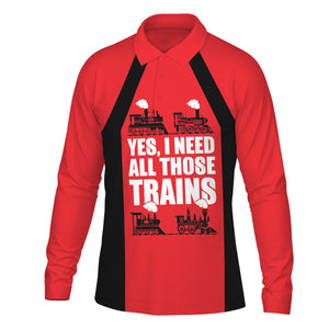Railspirit Custom Name Chicago, Milwaukee, St. Paul and Pacific Railroad Long Sleeve Polo Shirt Yes I Need All Those Train Milwaukee Road Printed Shirt