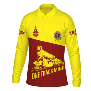 Railspirit Custom Name Denver and Rio Grande Western Railroad Long Sleeve Polo Shirt One Track Mind Printed Shirt