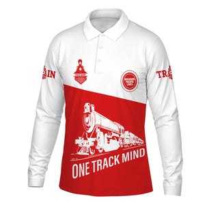 Railspirit Custom Name Missouri Pacific Railroad Long Sleeve Polo Shirt One Track Mind Printed Shirt
