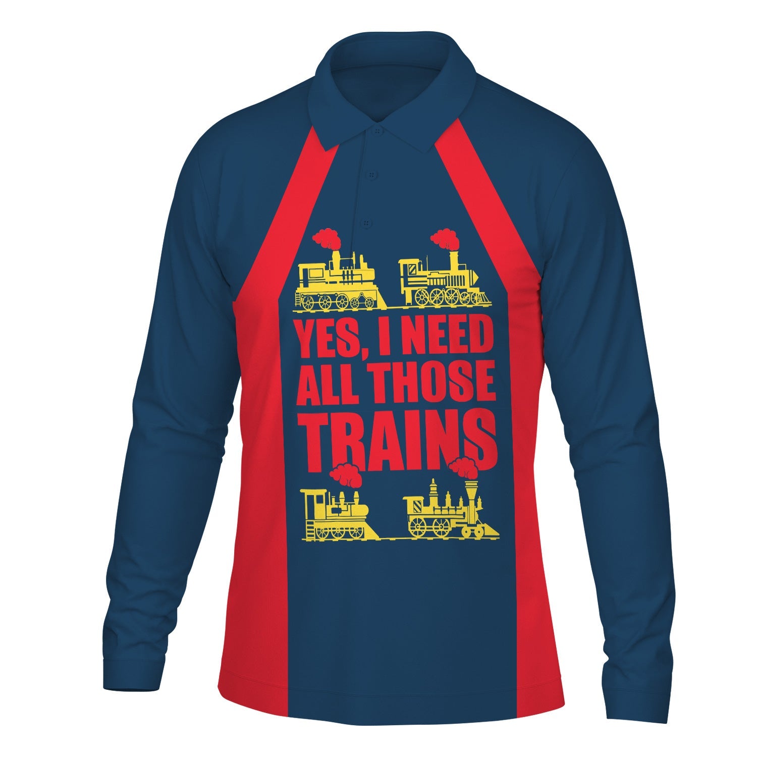 Railspirit Custom Name Wabash Railroad Long Sleeve Polo Shirt Yes I Need All Those Train Printed Shirt