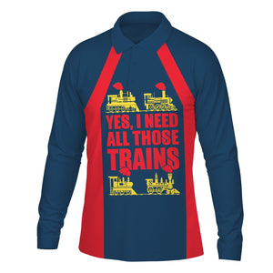 Railspirit Custom Name Wabash Railroad Long Sleeve Polo Shirt Yes I Need All Those Train Printed Shirt