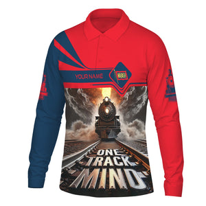 Railspirit Personalized Wabash Railroad Long Sleeve Polo Shirt One Track Mind Train Printed Shirt