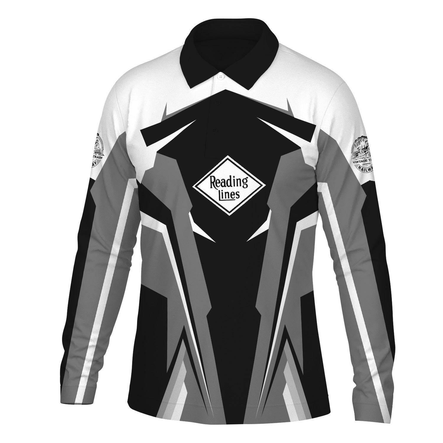 Railspirit Personalized Reading Railroad Long Sleeve Polo Shirt Strong Line Train Long Sleeve Polo Shirt Gift Idea For Train Lover