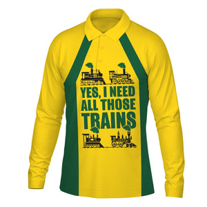 Railspirit Custom Name Maine Central Railroad Long Sleeve Polo Shirt Yes I Need All Those Train Printed Shirt