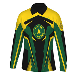 Railspirit Personalized Maine Central Railroad Long Sleeve Polo Shirt Strong Line Train Long Sleeve Polo Shirt Gift Idea For Train Lover