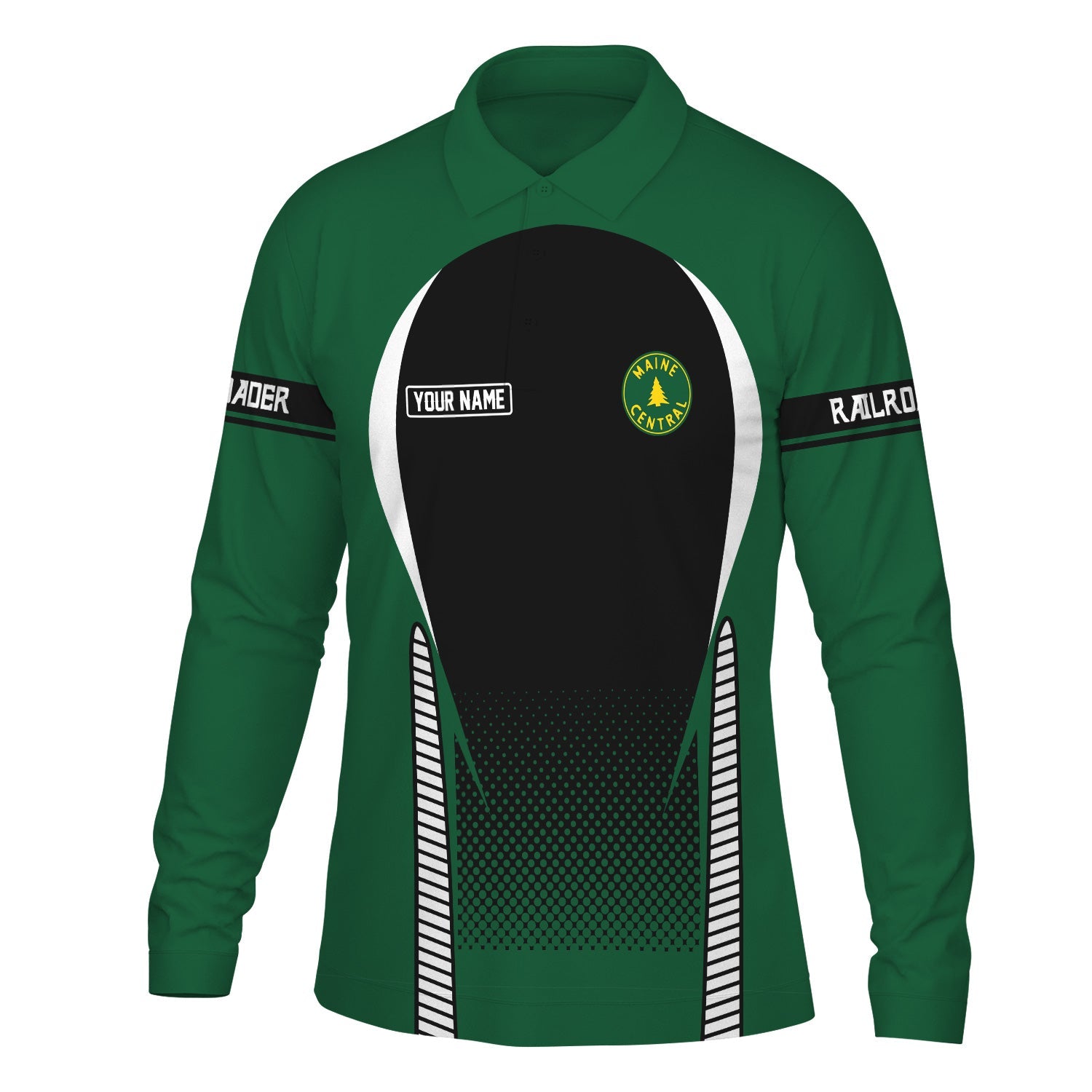 Railspirit Personalized Maine Central Railroad Long Sleeve Polo Shirt Train Long Sleeve Polo Shirt Gift Idea For Train Lover