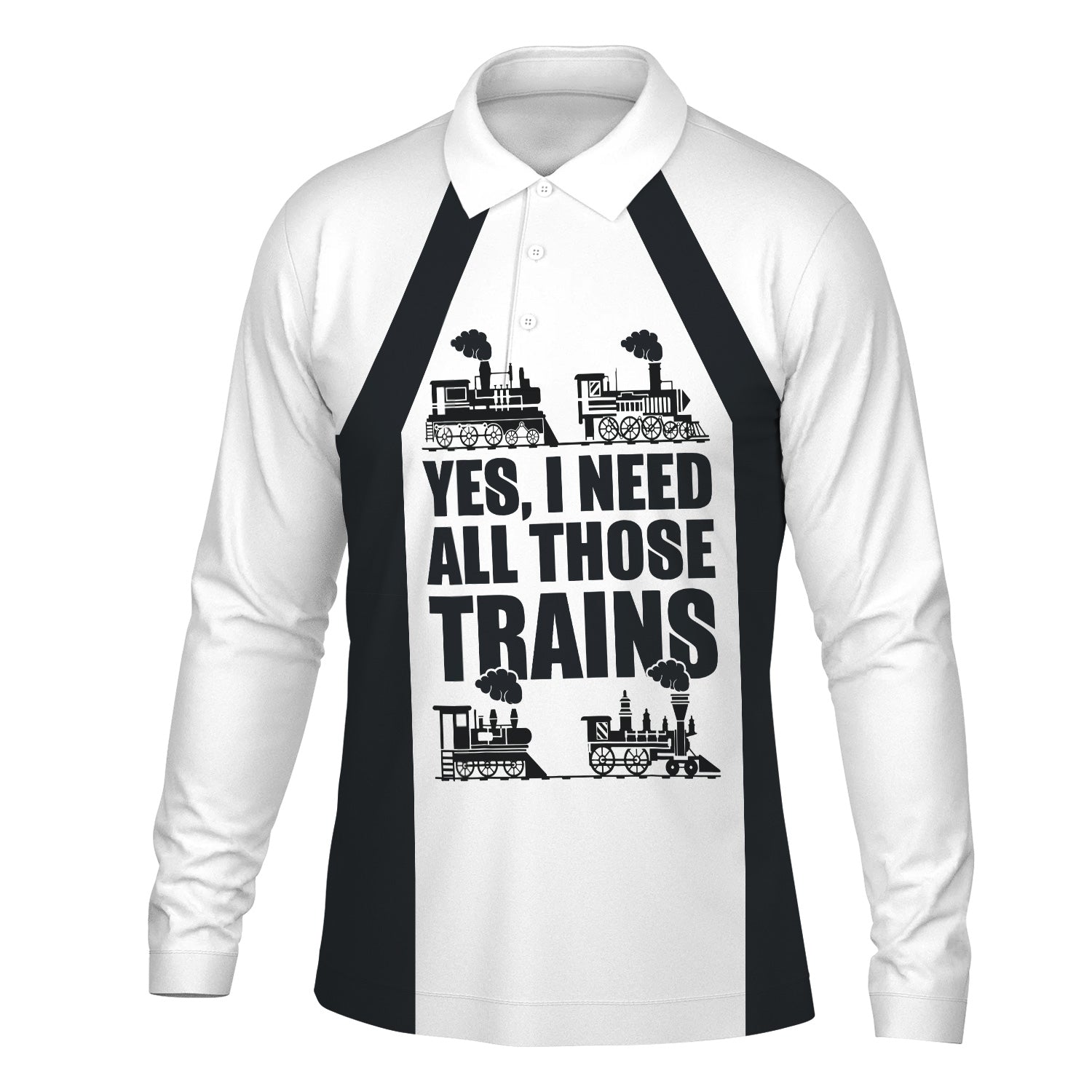 Railspirit Custom Name Western Pacific Railroad Long Sleeve Polo Shirt Yes I Need All Those Train Printed Shirt