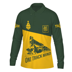 Railspirit Custom Name New York, New Haven and Hartford Railroad Long Sleeve Polo Shirt One Track Mind New Haven Railroad Printed Shirt