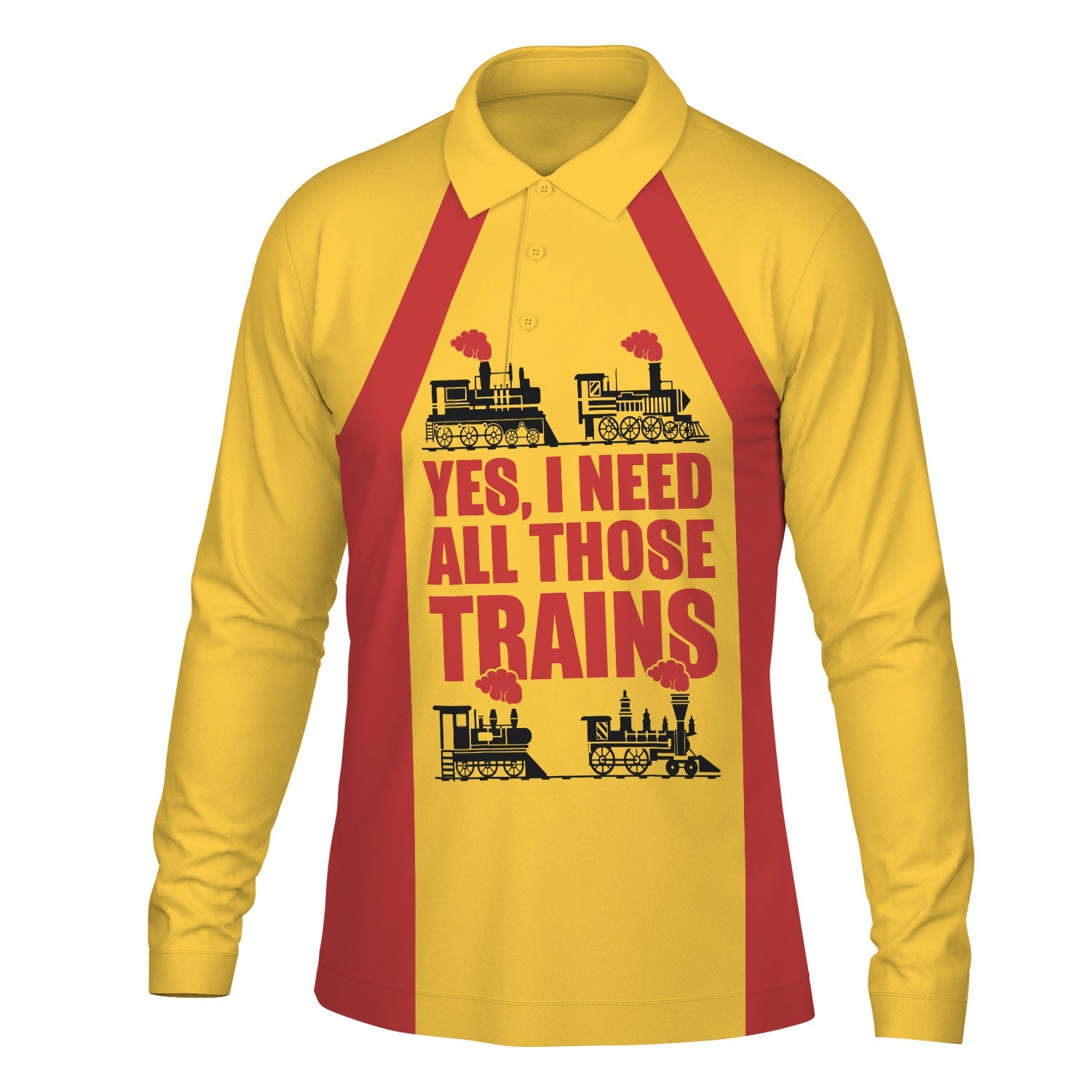 Railspirit Custom Name Louisville and Nashville Railroad Long Sleeve Polo Shirt Yes I Need All Those Train L&N Printed Shirt