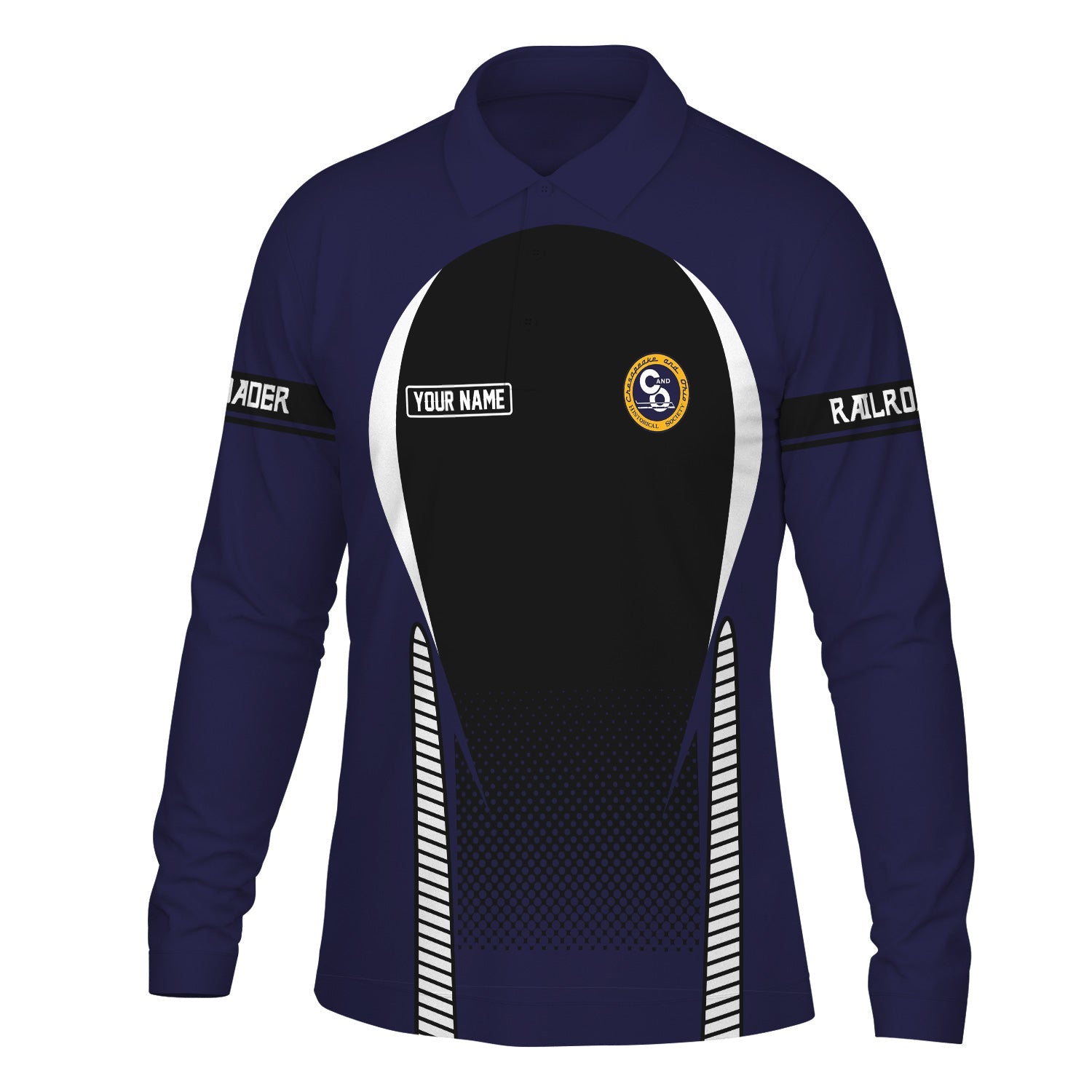 Railspirit Personalized Chesapeake and Ohio Railway Long Sleeve Polo Shirt C&O Train Long Sleeve Polo Shirt Gift Idea For Train Lover