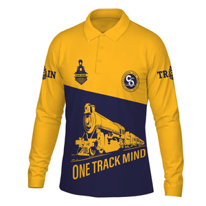Railspirit Custom Name Chesapeake and Ohio Railway Long Sleeve Polo Shirt One Track Mind C&O Printed Shirt