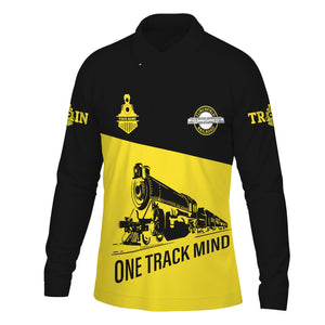 Railspirit Custom Name Clinchfield Railroad Long Sleeve Polo Shirt One Track Mind Printed Shirt