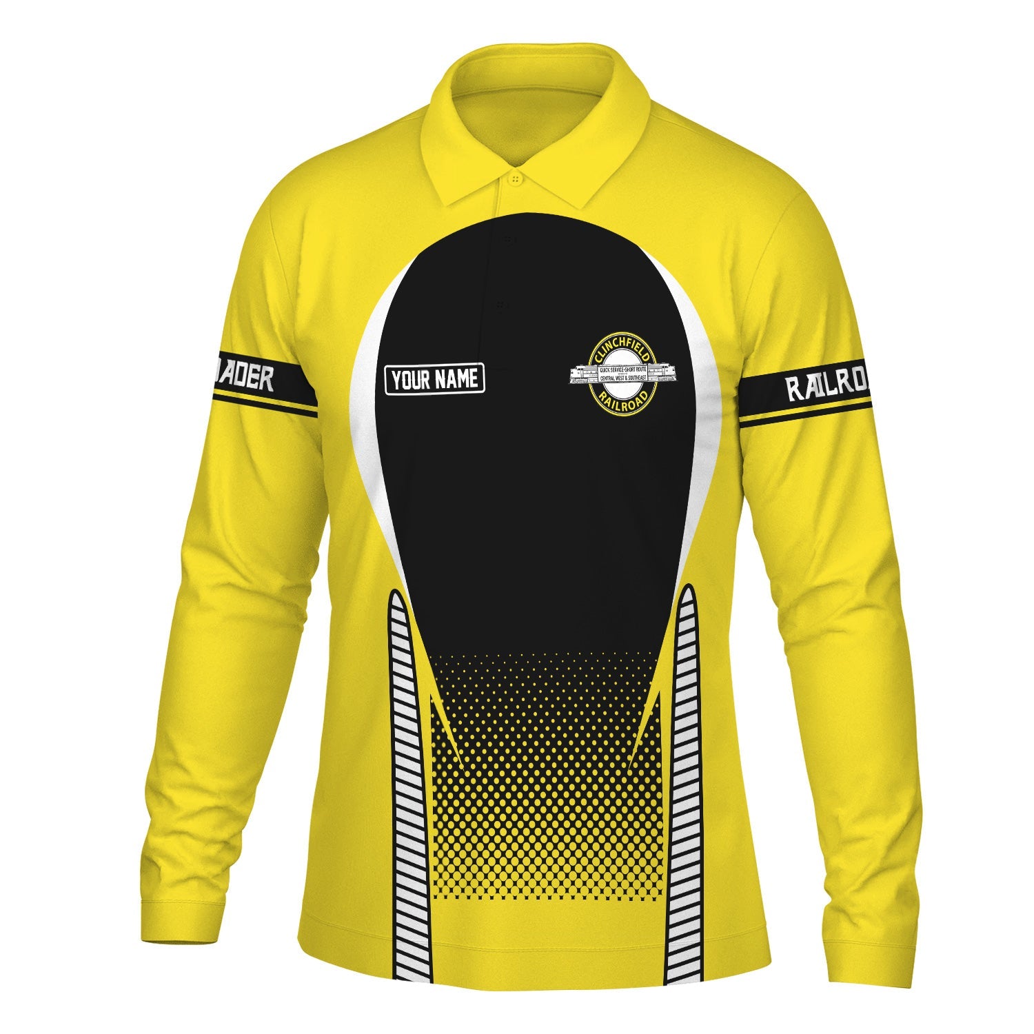 Railspirit Personalized Clinchfield Railroad Long Sleeve Polo Shirt Train Long Sleeve Polo Shirt Gift Idea For Train Lover