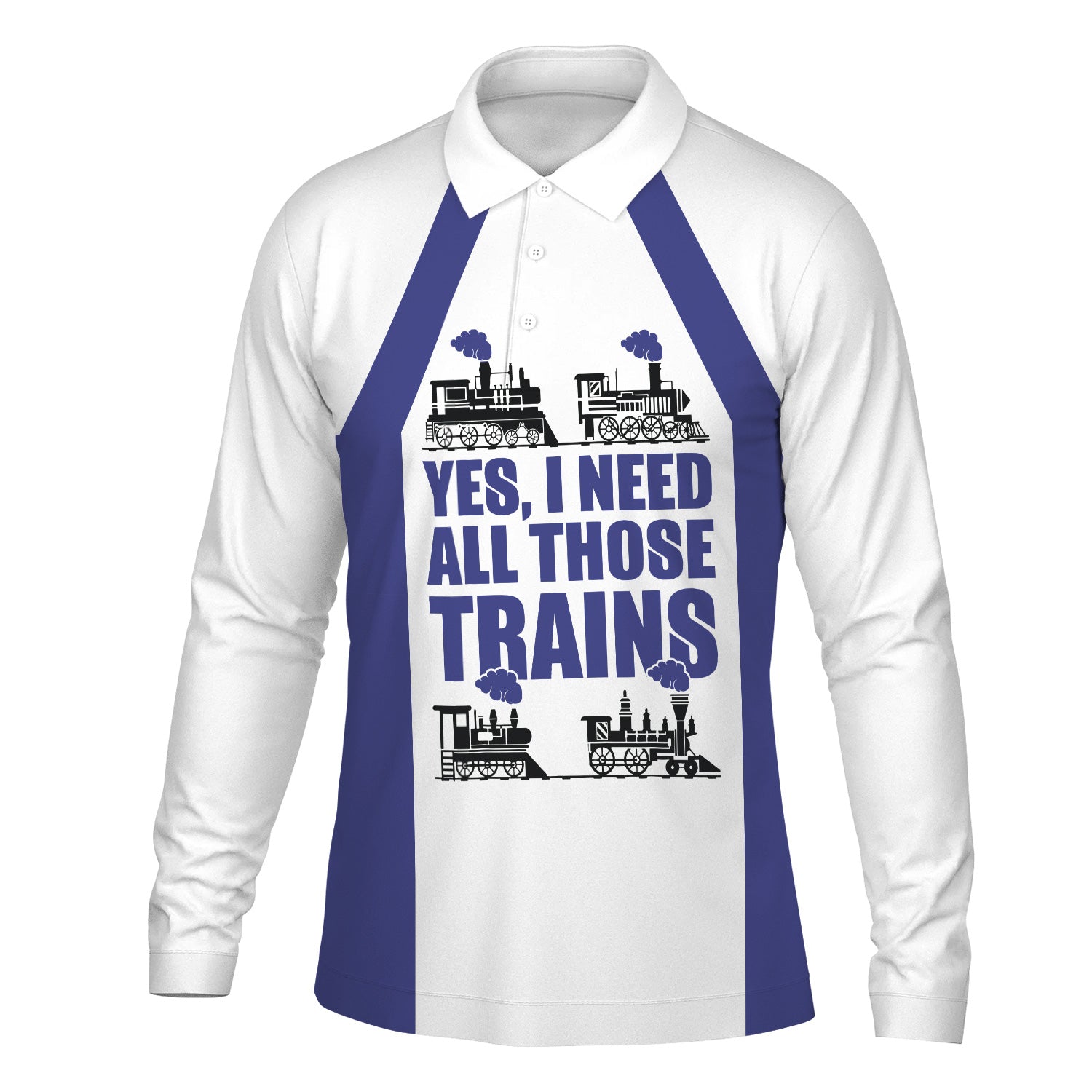 Railspirit Custom Name New York, Chicago and St. Louis Railroad Long Sleeve Polo Shirt Yes I Need All Those Train Nickel Plate Road Printed Shirt