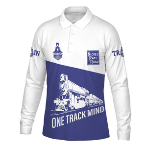 Railspirit Custom Name New York, Chicago and St. Louis Railroad Long Sleeve Polo Shirt One Track Mind Nickel Plate Road Printed Shirt