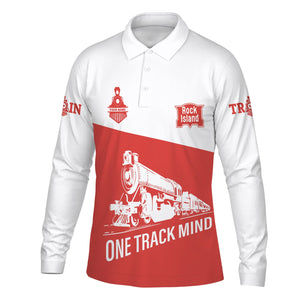 Railspirit Custom Name Chicago, Rock Island and Pacific Railroad Long Sleeve Polo Shirt One Track Mind Rock Island Railroad Printed Shirt
