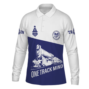 Railspirit Custom Name B&O Great States Railroad Long Sleeve Polo Shirt One Track Mind Printed Shirt