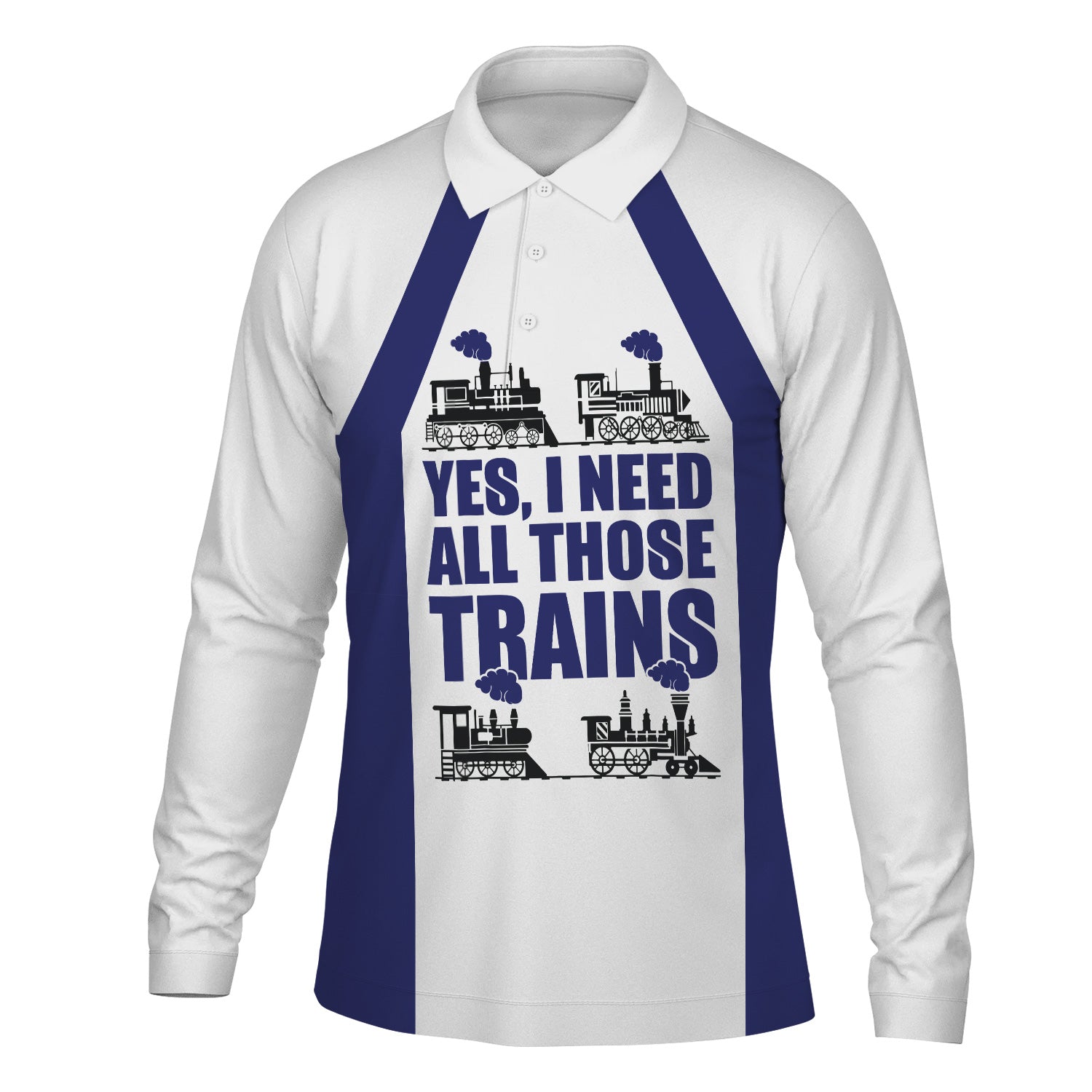 Railspirit Custom Name B&O Great States Railroad Long Sleeve Polo Shirt Yes I Need All Those Train Printed Shirt