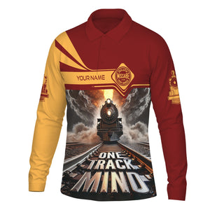 Railspirit Personalized Duluth, Missabe, & Iron Range Railroad Long Sleeve Polo Shirt One Track Mind Train Printed Shirt