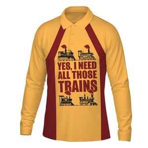 Railspirit Custom Name Duluth, Missabe, & Iron Range Railroad Long Sleeve Polo Shirt Yes I Need All Those Train Printed Shirt