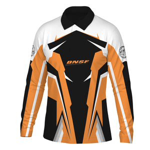 Railspirit Personalized BNSF Railway Long Sleeve Polo Shirt Strong Line Train Long Sleeve Polo Shirt Gift Idea For Train Lover