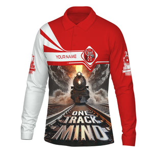 Railspirit Personalized The Chief Santa Fe Railroad Long Sleeve Polo Shirt One Track Mind Train Printed Shirt