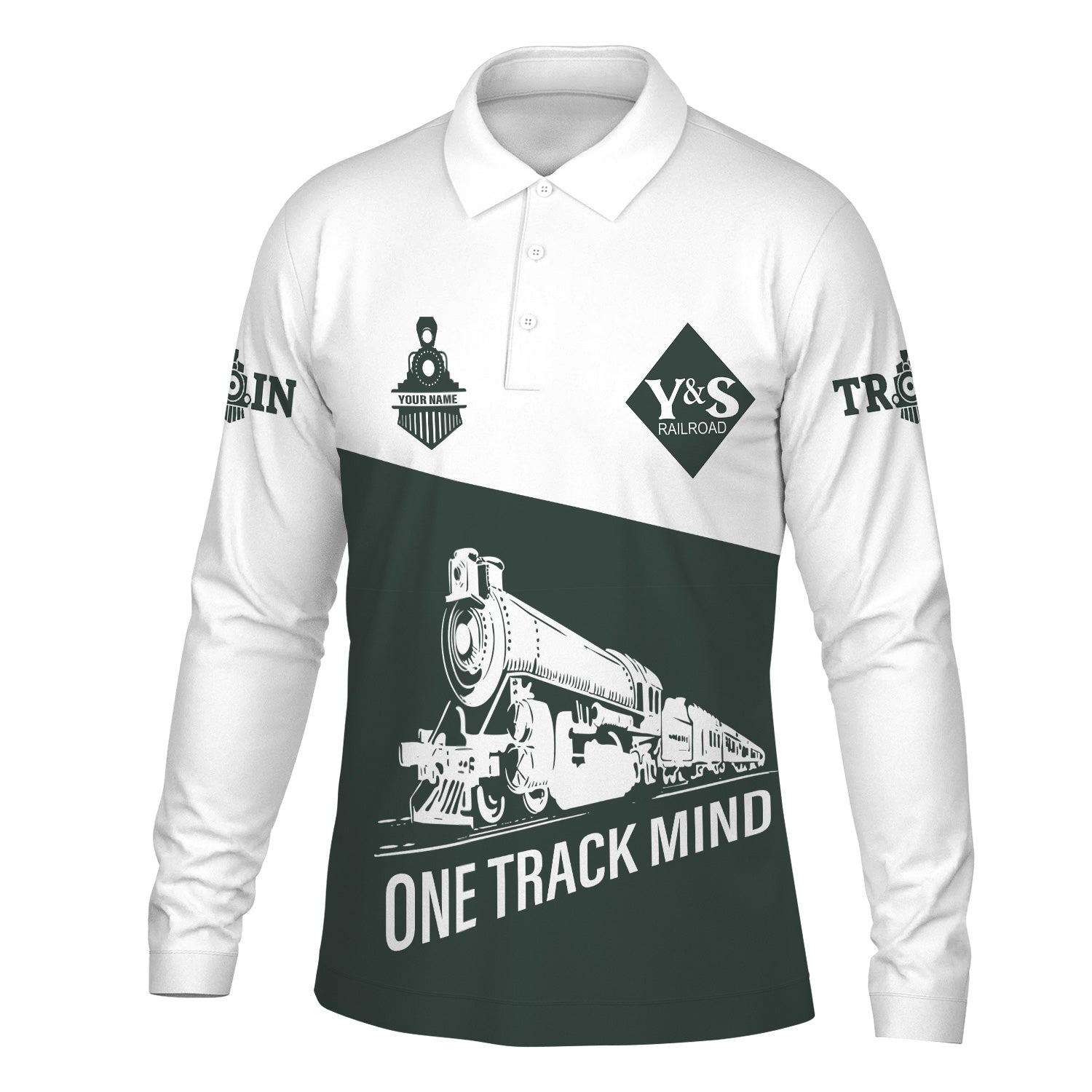 Railspirit Custom Name Youngstown & Southern Railroad Long Sleeve Polo Shirt One Track Mind Printed Shirt