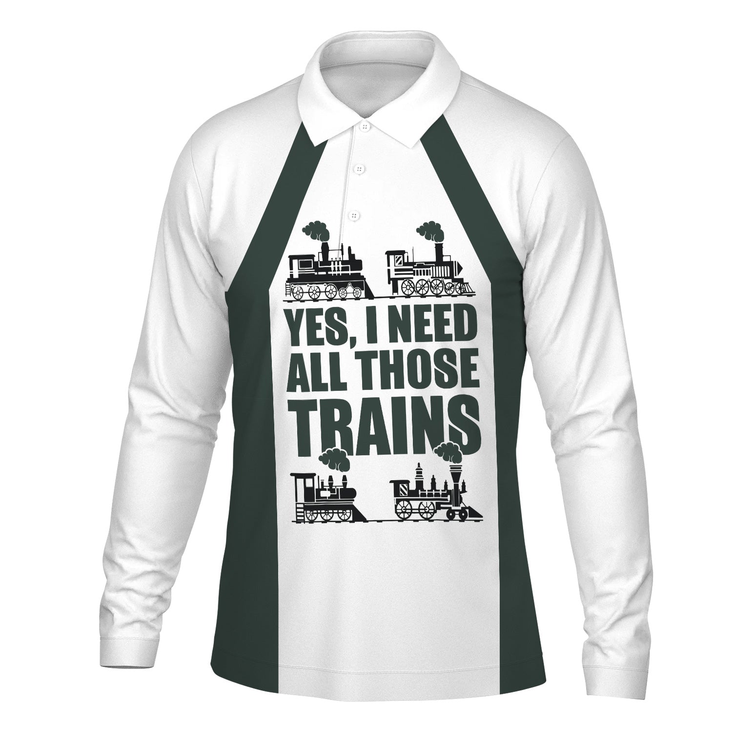 Railspirit Custom Name Youngstown & Southern Railroad Long Sleeve Polo Shirt Yes I Need All Those Train Printed Shirt