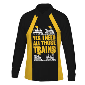 Railspirit Custom Name Richmond, Fredericksburg And Potomac Railroad Long Sleeve Polo Shirt Yes I Need All Those Train Printed Shirt
