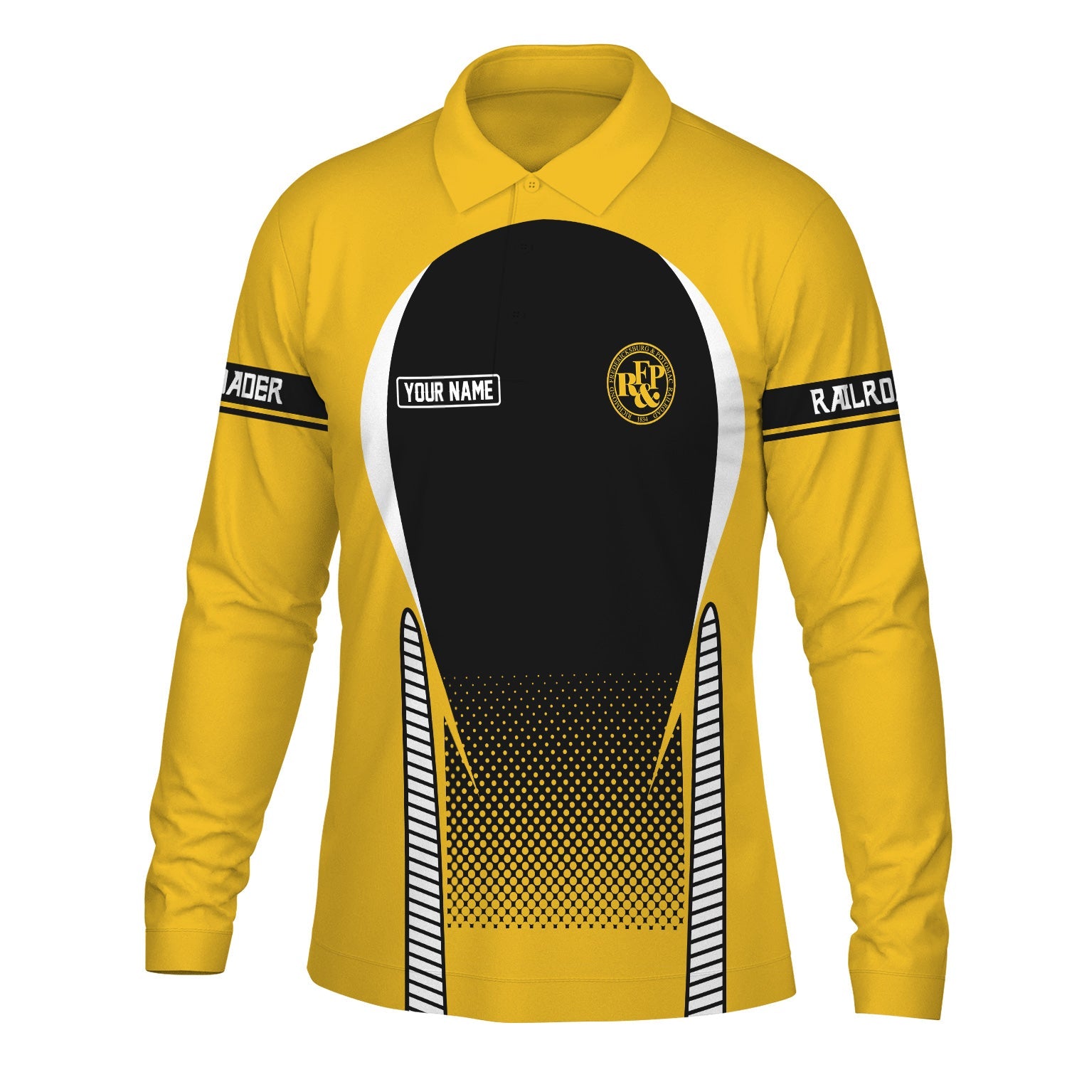 Railspirit Personalized Richmond, Fredericksburg And Potomac Railroad Long Sleeve Polo Shirt Train Long Sleeve Polo Shirt Gift Idea For Train Lover