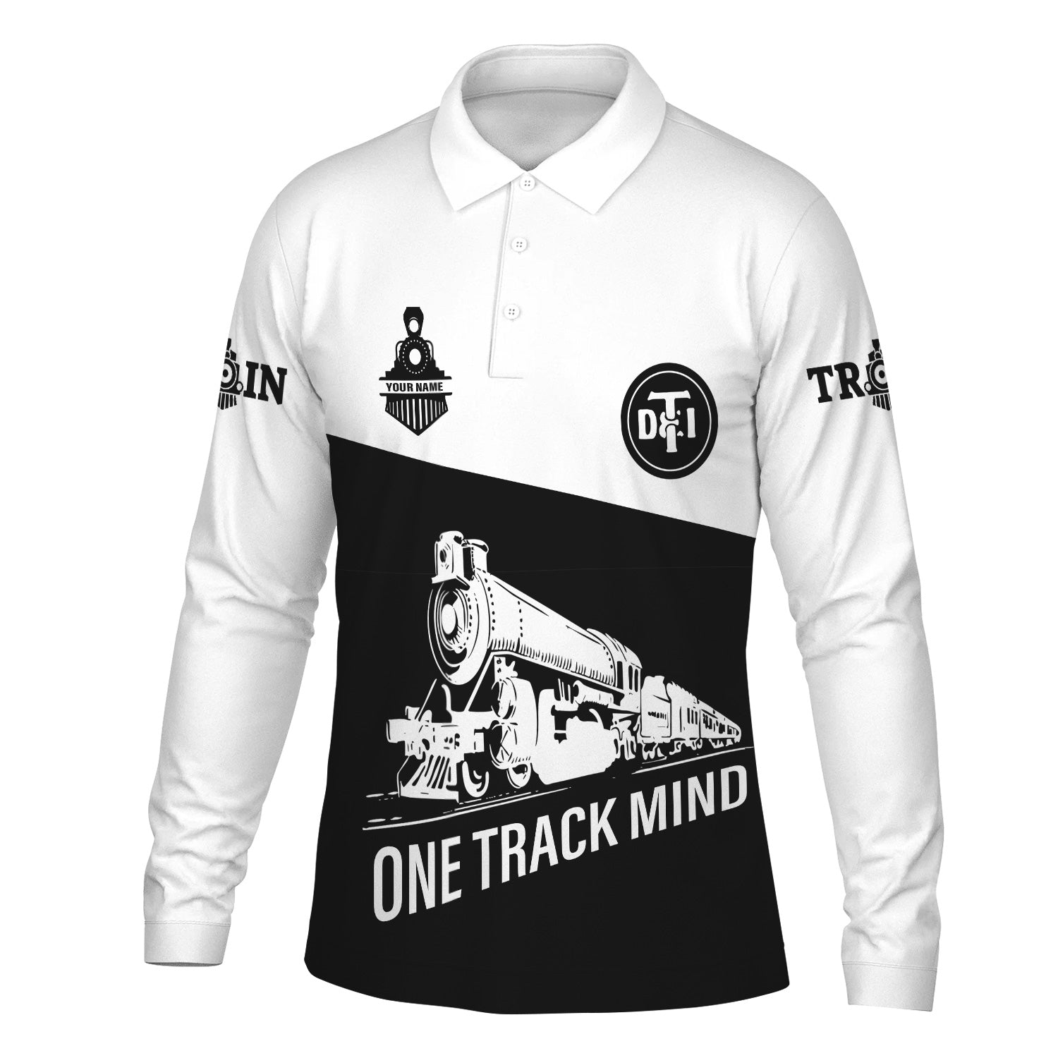 Railspirit Custom Name Detroit Toledo And Ironton Railroad Long Sleeve Polo Shirt One Track Mind Printed Shirt