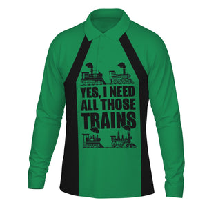 Railspirit Custom Name Pittsburgh And Lake Erie Railroad Long Sleeve Polo Shirt Yes I Need All Those Train Printed Shirt