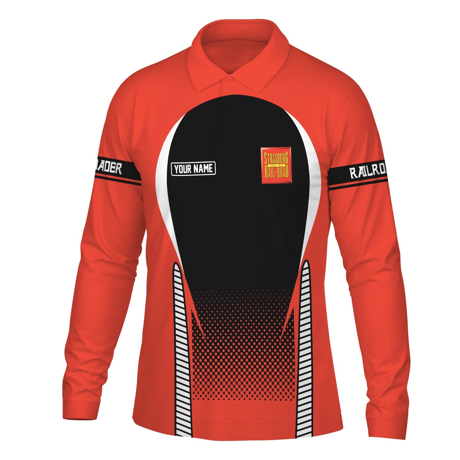 Railspirit Personalized Strasburg Railroad Long Sleeve Polo Shirt Train Long Sleeve Polo Shirt Gift Idea For Train Lover