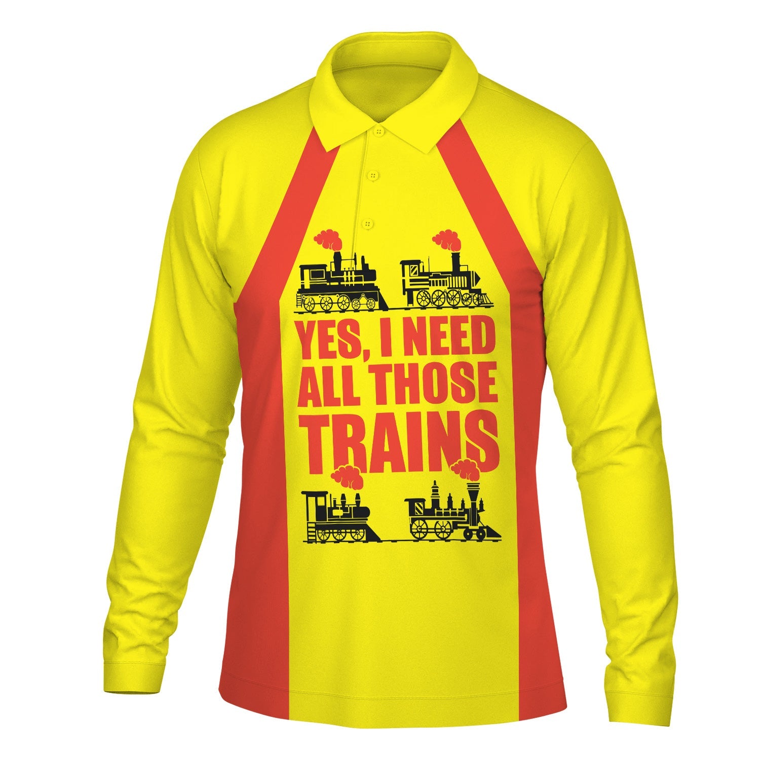 Railspirit Custom Name Strasburg Railroad Long Sleeve Polo Shirt Yes I Need All Those Train Printed Shirt