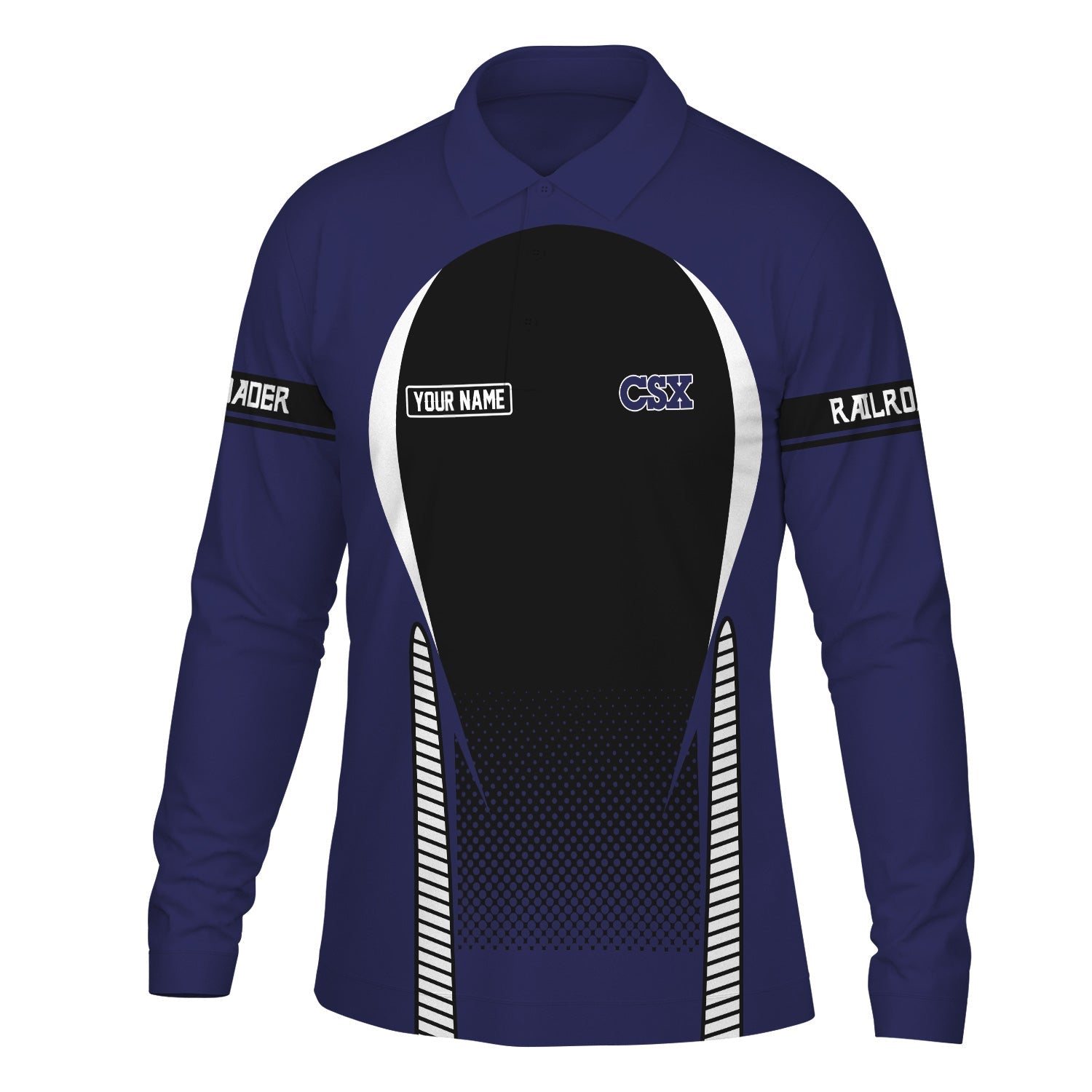 Railspirit Personalized CSX Transportation Railroad Long Sleeve Polo Shirt Train Long Sleeve Polo Shirt Gift Idea For Train Lover