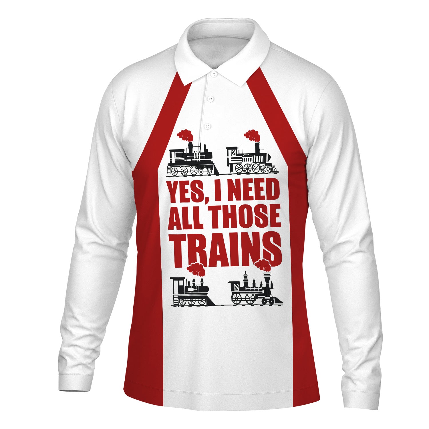 Railspirit Custom Name Monon Railroad Long Sleeve Polo Shirt Yes I Need All Those Train Printed Shirt