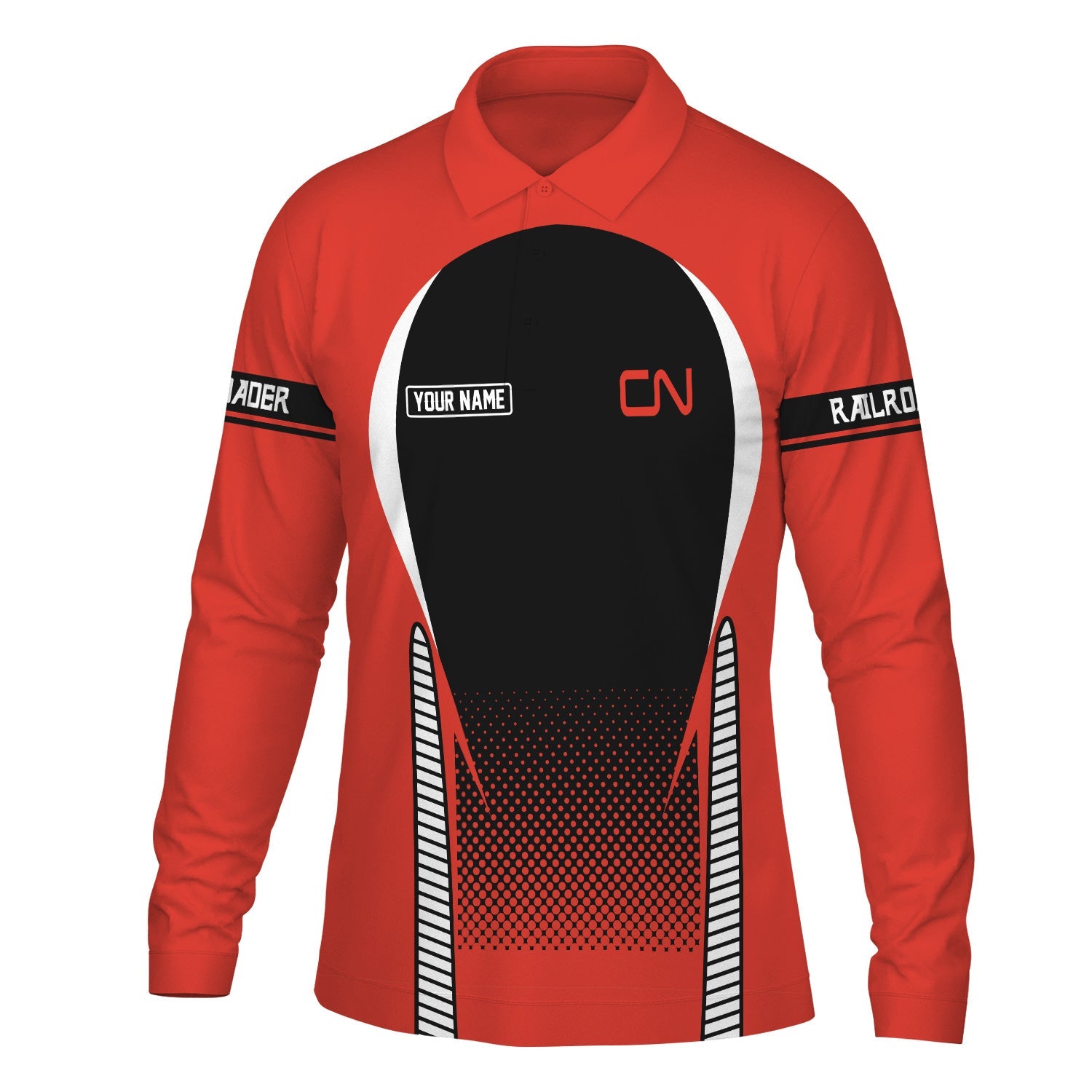 Railspirit Personalized Canadian National Railroad Long Sleeve Polo Shirt Train Long Sleeve Polo Shirt Gift Idea For Train Lover
